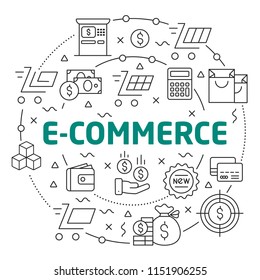 Lines Illustration Flat Circle and icons e-commerce