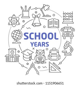 Lines Illustration Flat Circle and icons school years