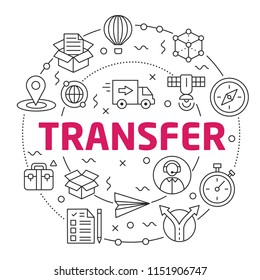 Lines Illustration Flat Circle and icons transfer
