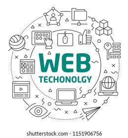 Lines Illustration Flat Circle and icons web technology