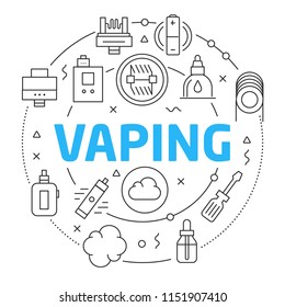 Lines Illustration Flat Circle and icons vaping