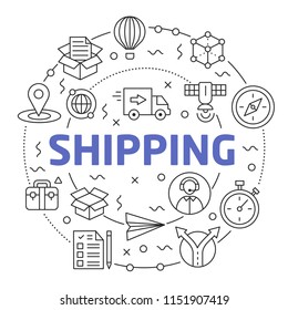 Lines Illustration Flat Circle and icons shipping