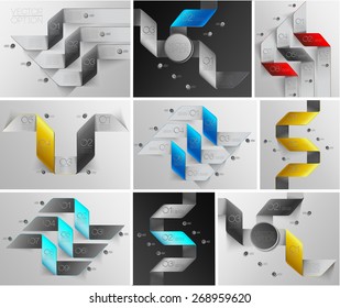 Lines infographics set. Template for diagram, presentation and chart. Business concept with options, parts, steps or processes. Abstract background.