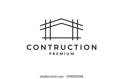 diseño del logotipo de construcción del edificio de hierro diseño gráfico vectorial