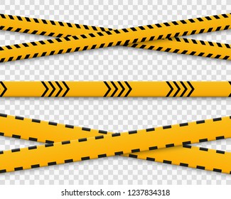 Lines isolated. Warning tapes. Caution. Danger signs. Vector illustration.Yellow with black police line and danger tapes. Vector illustration.