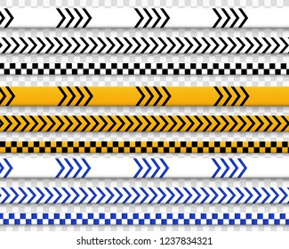 Lines isolated. Warning tapes. Caution. Danger signs. Vector illustration.Yellow with black police line and danger tapes. Vector illustration.