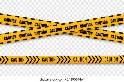 Lines isolated. Warning tapes. Caution. Danger signs. Vector illustration.Yellow with black police line and danger tapes. Vector illustration.