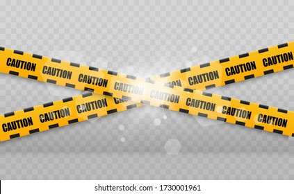 Líneas aisladas. Cintas de advertencia. Precaución. Señales de peligro. Ilustración vectorial. Amarillo con línea negra de la policía y cintas de peligro. Ilustración vectorial.