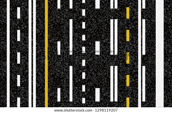 Lines and lane markings on the road. Vector\
illustration. The texture of the\
asphalt.