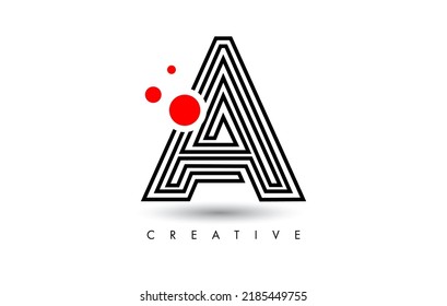 Lines A Letter Logo Letter made of Lines. Monogram Style Letter Icon Vector Illustration