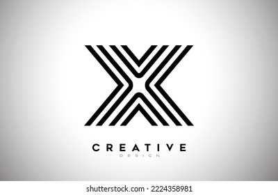 Lines Letter X Logo mit schwarzen Linien und Monogram Creative Style Design Vector. Minimalist X Letter Icon Design aus Linien 