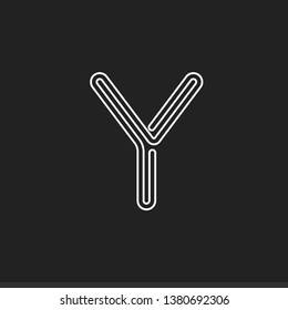 Lines letter Y, thread maze style vector latin letter for logo and monogram. Typography design.