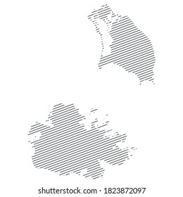 Zeilen-Karte von Antigua und Barbuda einzeln auf weißem Hintergrund