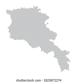 lines map of Armenia isolated on white background