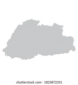 lines map of Bhutan isolated on white background