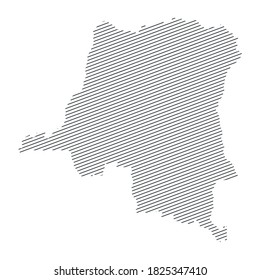 lines map of Democratic Republic of Congo isolated on white background