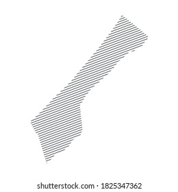 lines map of Gaza Strip isolated on transparent background