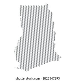 lines map of Ghana isolated on white background