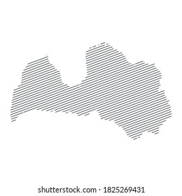lines map of Latvia isolated on white background