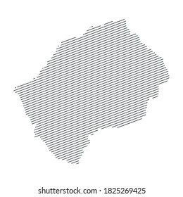 mapa de líneas de Lesoto aislado en fondo blanco