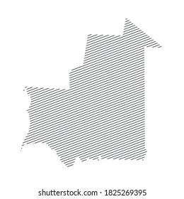 mapa de líneas de Mauritania aislado en fondo blanco
