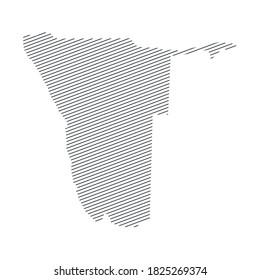 mapa de líneas de Nambia aislado en fondo blanco