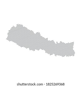 lines map of Nepal isolated on white background