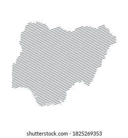lines map of Nigeria isolated on white background