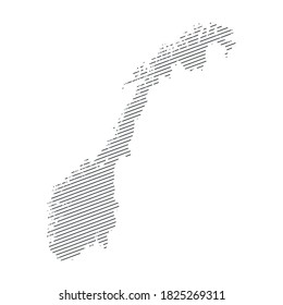 lines map of Norway isolated on white background