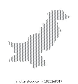 lines map of Pakistan isolated on white background