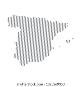 lines map of Spain isolated on white background