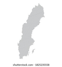 Skizzenplan Schwedens einzeln auf weißem Hintergrund