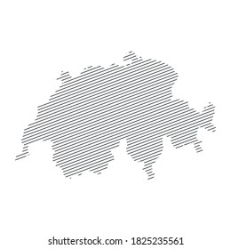 lines map of Switzerland isolated on white background