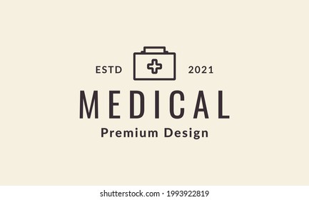 lines medical medicine bag logo vector icon illustration design
