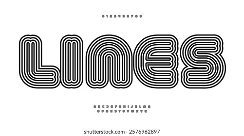 Lines modern alphabet, linear geometric letters design, outline bauhaus font for modern headlines, creative designs, creative posters, branding, and stylish logos. Vector typeset.