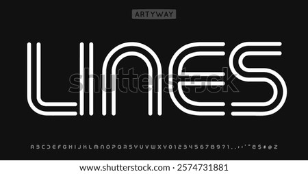 Lines modern alphabet, linear geometric letters design, outline bauhaus font for modern headlines, creative designs, creative posters, branding, and stylish logos. Vector typeset.