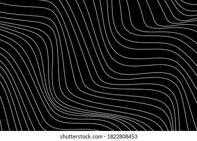 Lines in modern style. Line art minimalist print. Pattern geometric style. Technology background. Creative geometric wallpaper. Cover template, banner. Black and white vector illustration.