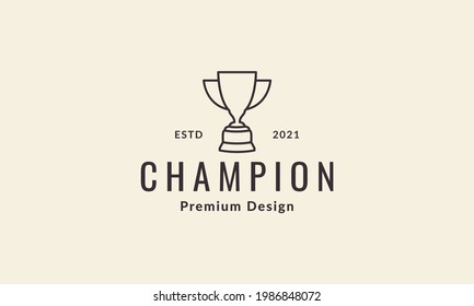 lines modern trophy winner logo symbol icon vector graphic design illustration