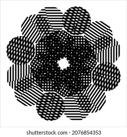 Lines Motifs Pattern Circle-Shaped. Decoration for Interior, Exterior, Carpet, Textile, Garment, Cloth, Silk, Tile, Plastic, Paper, Wrapping, Wallpaper, Pillow, Sofa, Background, Ect. Vector 