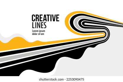 Lines in motion vector abstract background, 3D perspective creative optical design with stripes, sound and music concept, flowing lines.