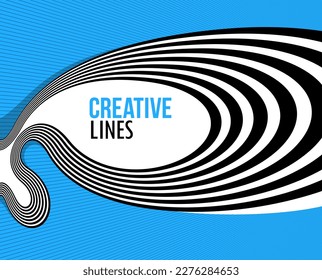 Lines in motion vector abstract background, 3D perspective creative optical design with stripes, sound and music concept, flowing lines.