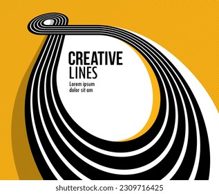 Lines in motion vector abstract background, 3D perspective creative optical design with stripes, sound and music concept, flowing lines.