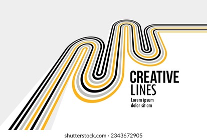 Lines in motion vector abstract background, 3D perspective creative optical design with stripes, sound and music concept, flowing lines.