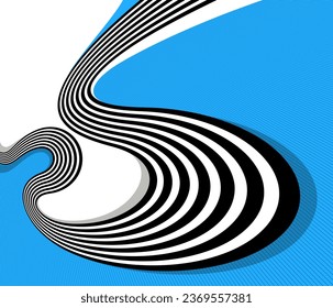 Lines in motion vector abstract background, 3D perspective creative optical design with stripes, sound and music concept, flowing lines.