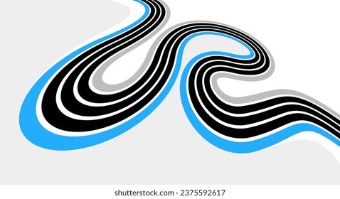 Lines in motion vector abstract background, 3D perspective creative optical design with stripes, sound and music concept, flowing lines.