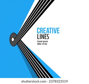 Lines in motion vector abstract background, 3D perspective creative optical design with stripes, sound and music concept, flowing lines.