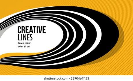 Lines in motion vector abstract background, 3D perspective creative optical design with stripes, sound and music concept, flowing lines.