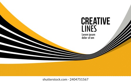 Lines in motion vector abstract background, 3D perspective creative optical design with stripes, sound and music concept, flowing lines.