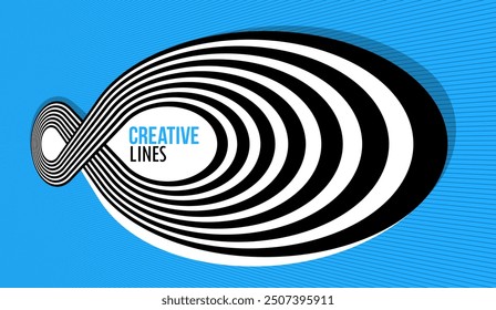 Lines in motion vector abstract background, 3D perspective creative optical design with stripes, sound and music concept, flowing lines.