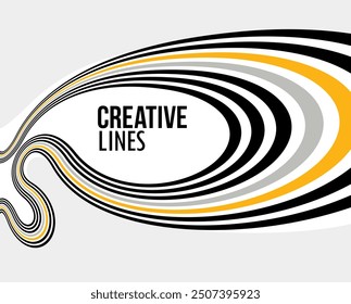 Lines in motion vector abstract background, 3D perspective creative optical design with stripes, sound and music concept, flowing lines.